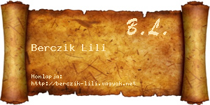 Berczik Lili névjegykártya